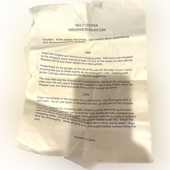 MULTI FOOD CHOPPER REMOVABLE CUP SHARP BLADES VEGGIES SALAD HEALTHY NUTS ONION - Picture 4 of 4